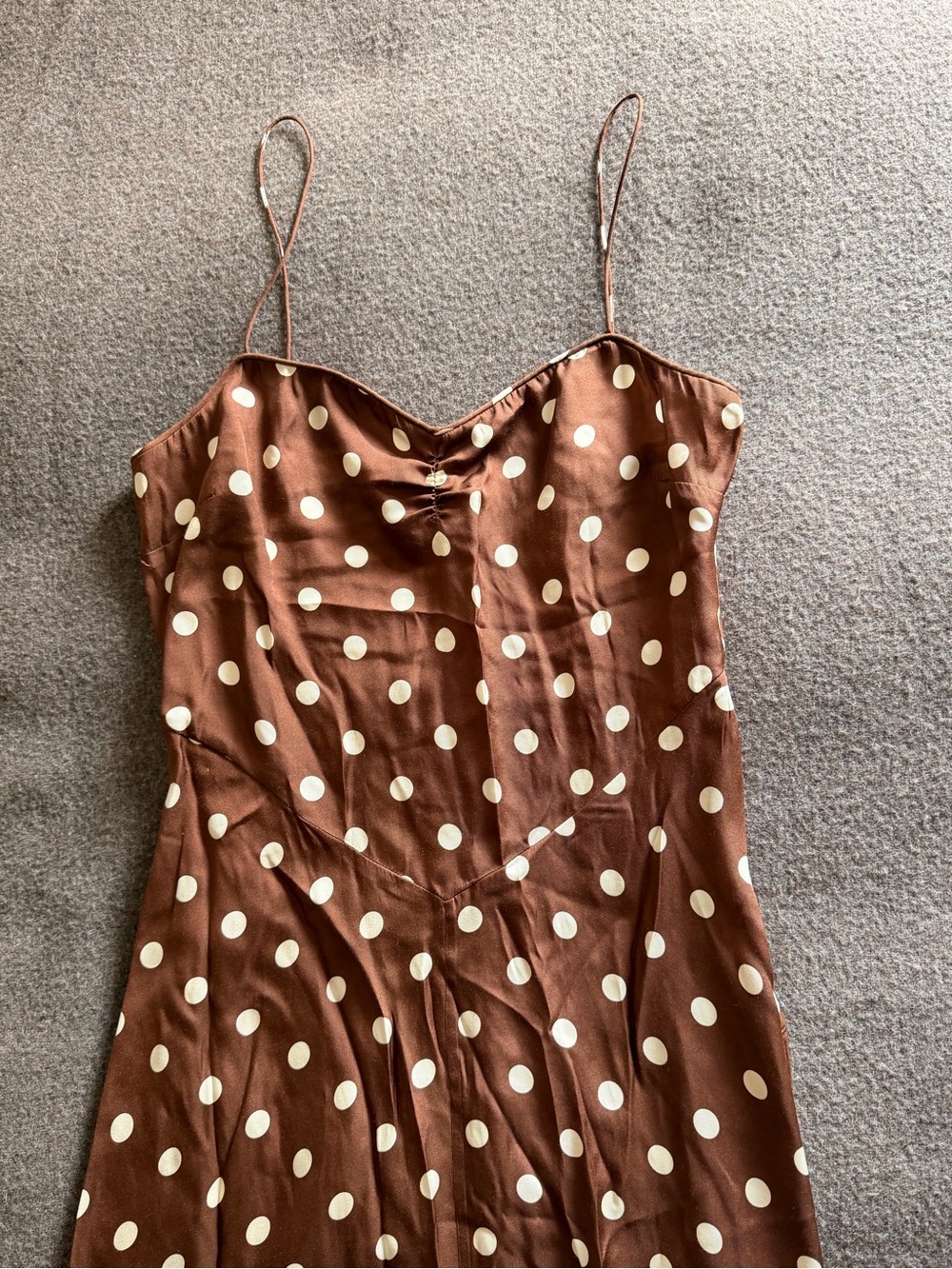 DOEN Lorraine Polka Dot Silk Blend Satin Midi Dress - Picture 6 of 7